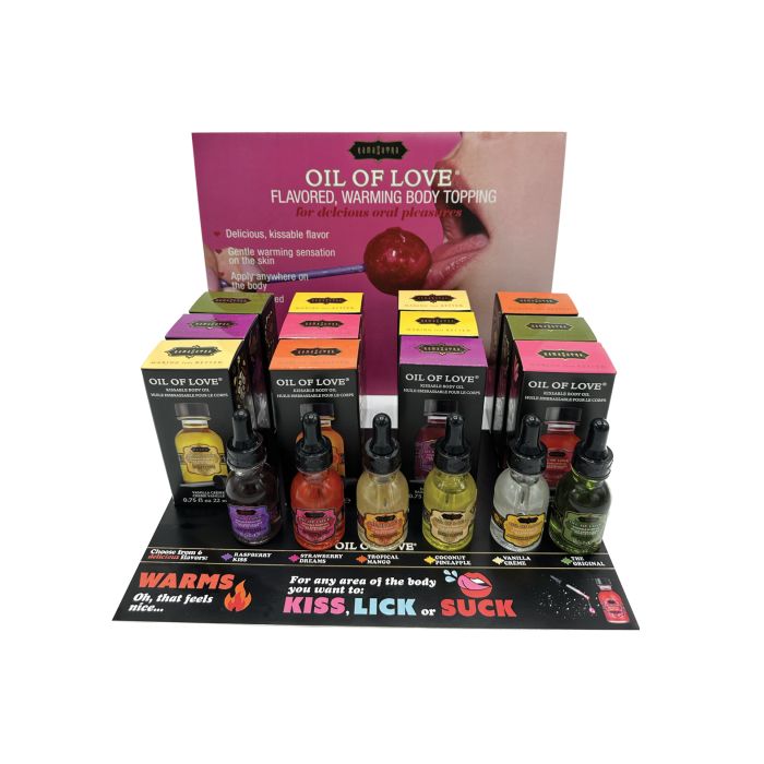 Kama Sutra Oil of Love Display w/Testers & Easel - Display of 12